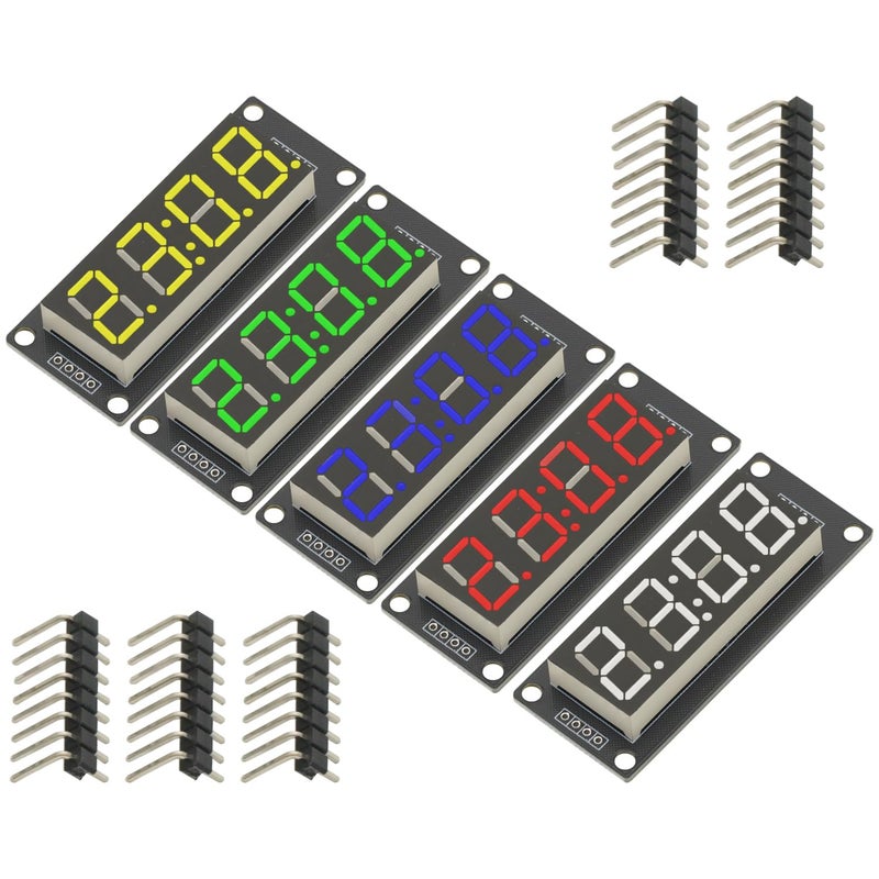 GODIYMODULES 5PCS TM1637 LED Display Module 4 Digit 7 Segment 0.56 inch Time Clock Indicator Tube Module Red Blue Green Yellow White for Arduino - Image 2